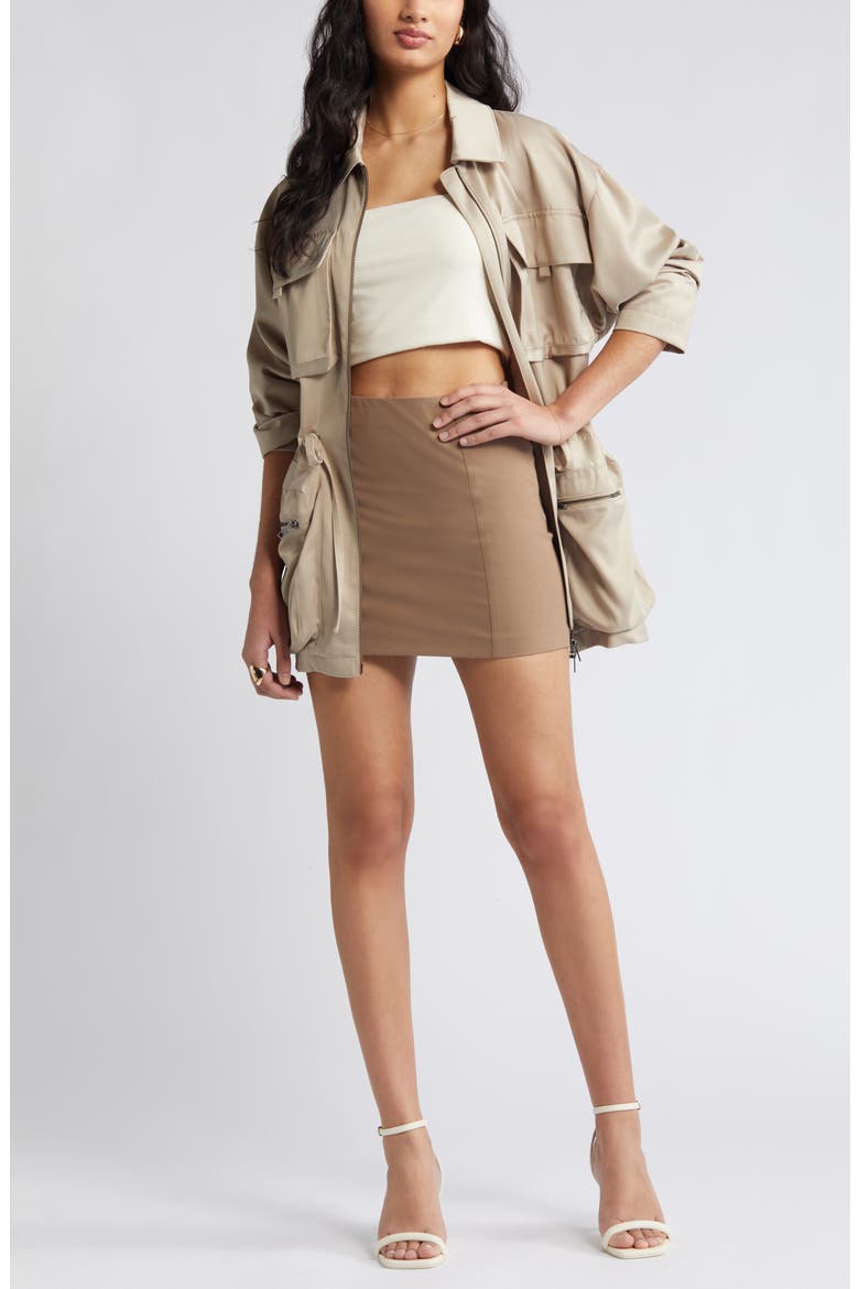 Satin Utility Jacket, Alternate, color, TAN OXFORD