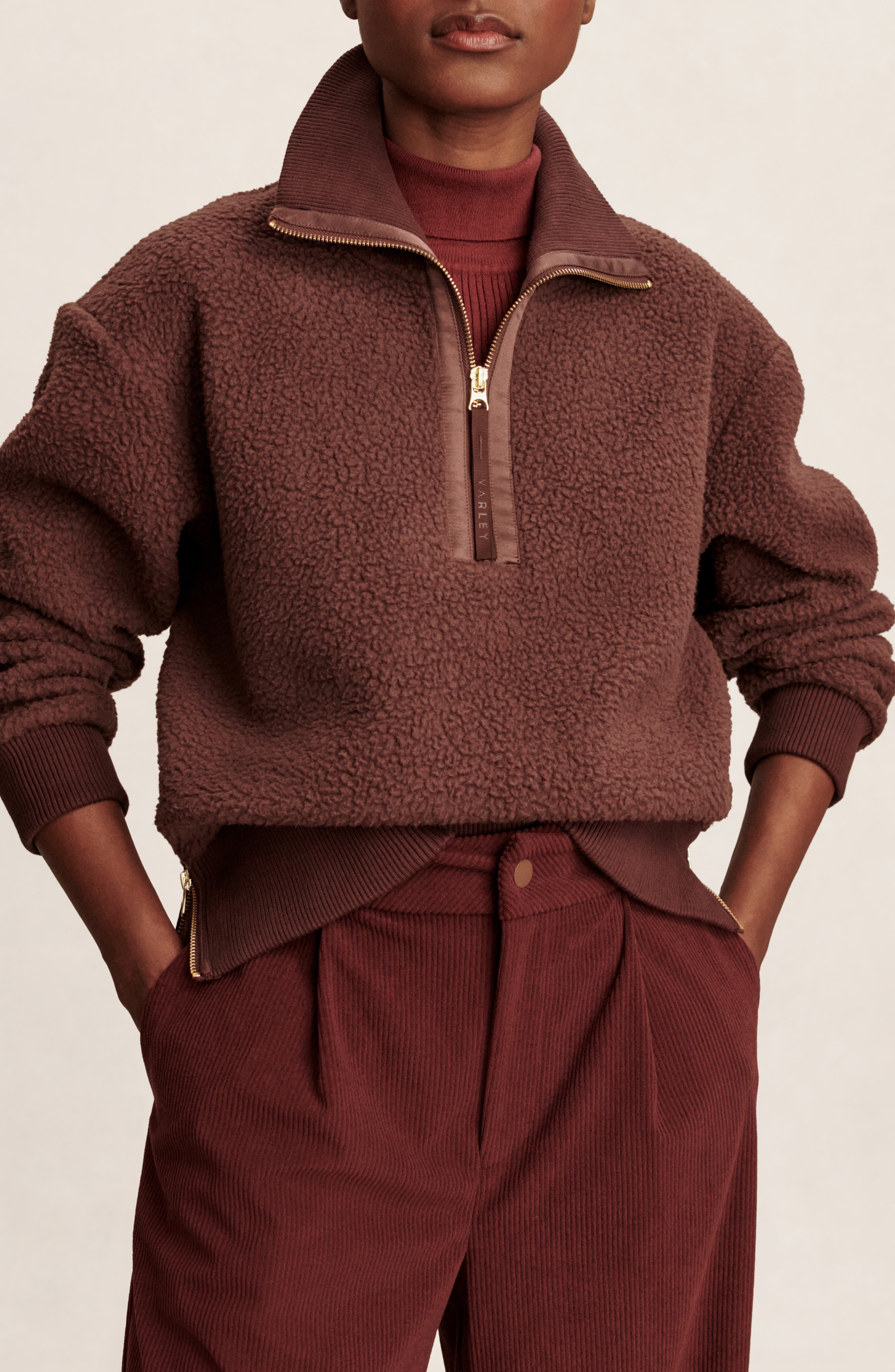 Varley Roselle Recycled Polyester Fleece Half Zip Pullover