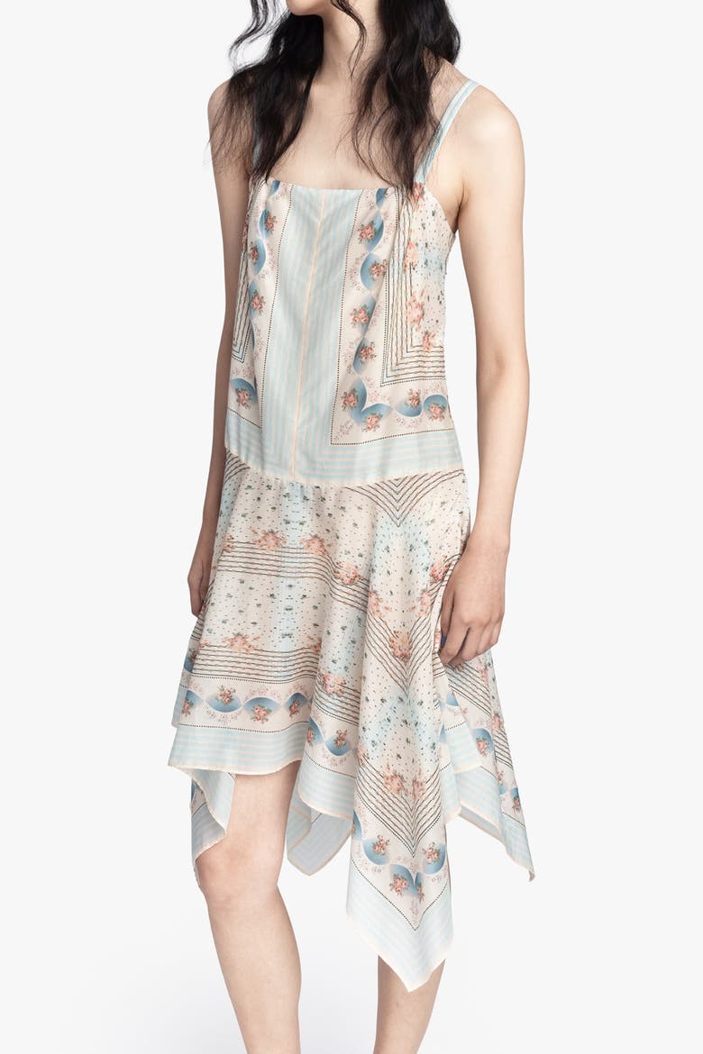 Heritage Scarf Print  Dress, Alternate, color, SKY BLUE