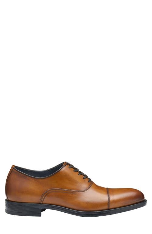 Johnston & Murphy Collection Flynch Cap Toe Oxford In Tan Italian Calfskin