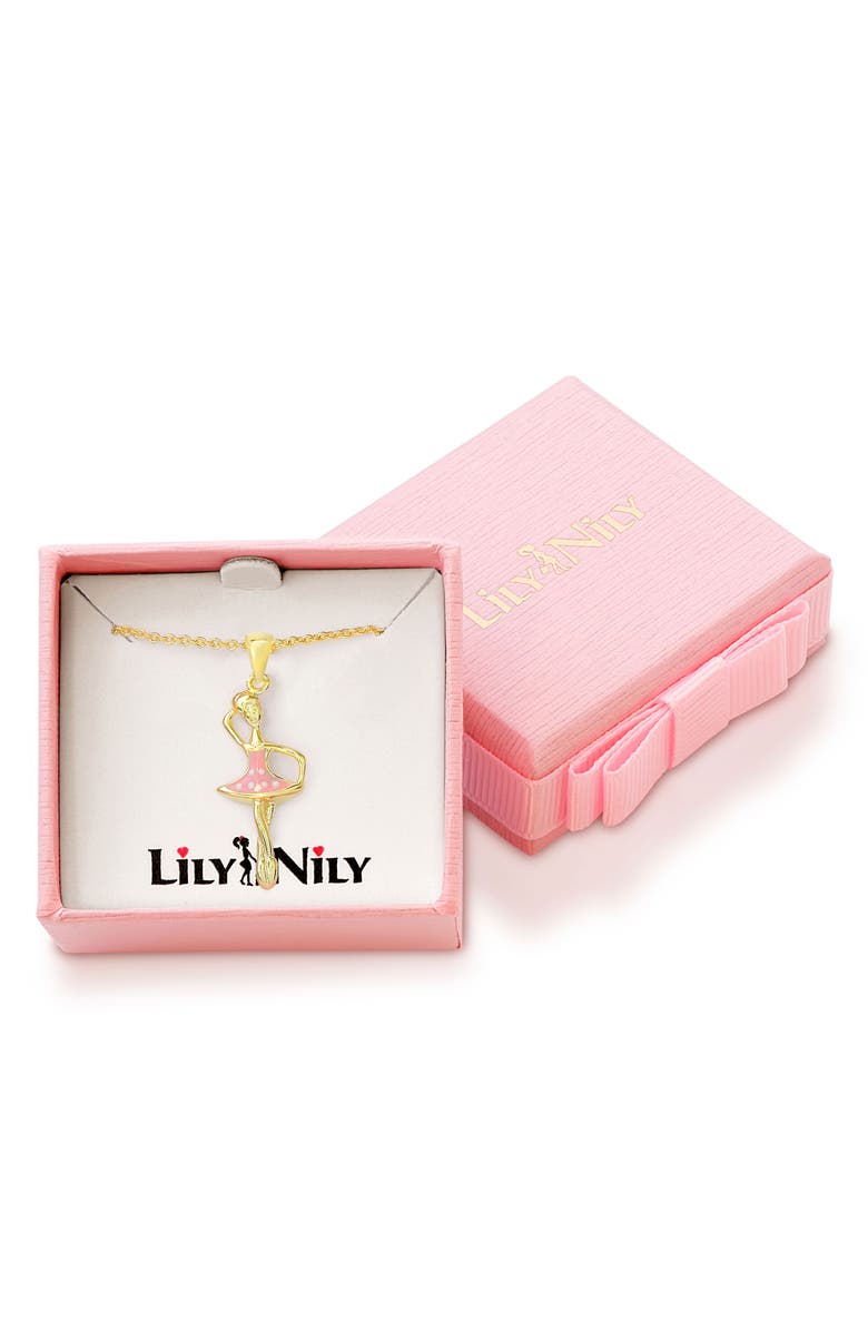 Lily Nily Kids' Ballerina Pendant Necklace, Alternate, color, Pink