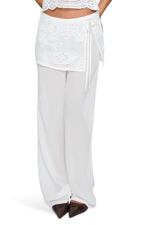 Claudie Layered Lace Straight Leg Pants