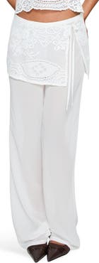 Princess Polly Claudie Layered Lace Straight Leg Pants