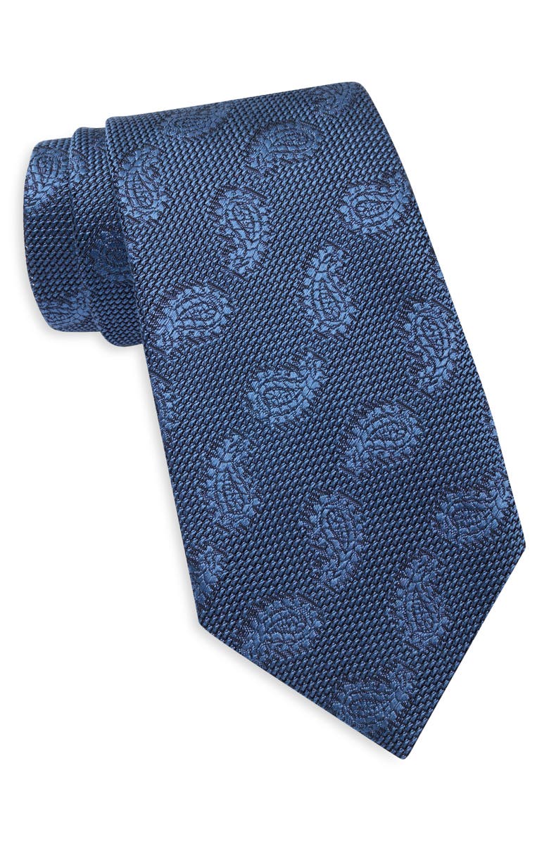 ZEGNA TIES Tonal Paisley Petal Silk Tie, Main, color, Md Blu Fan