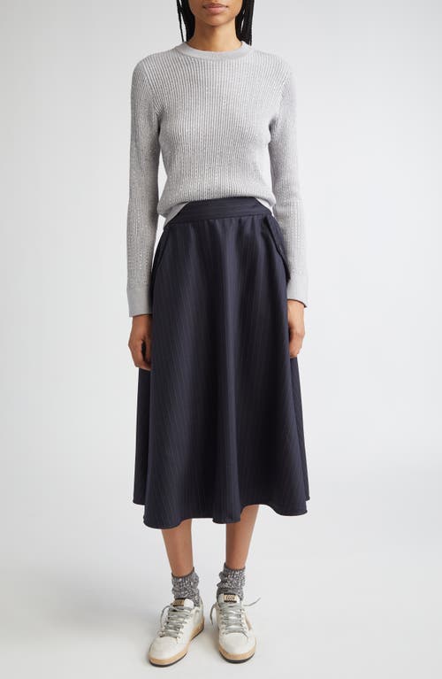 Golden Goose Journey Crystal Embellished Virgin Wool Rib Sweater In Gray