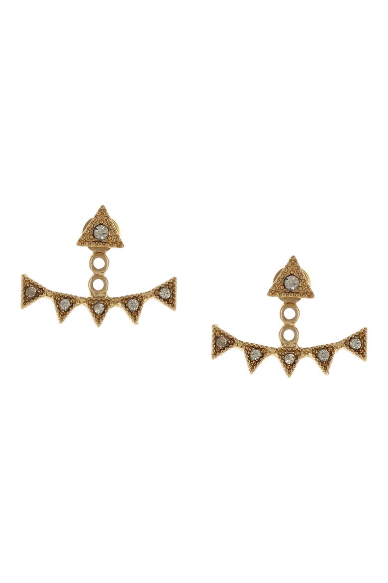 Cleo Crystal Jacket Stud Earrings, Main, color, GOLD