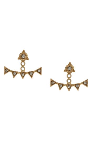 Olivia Welles Cleo Crystal Jacket Stud Earrings In Gold