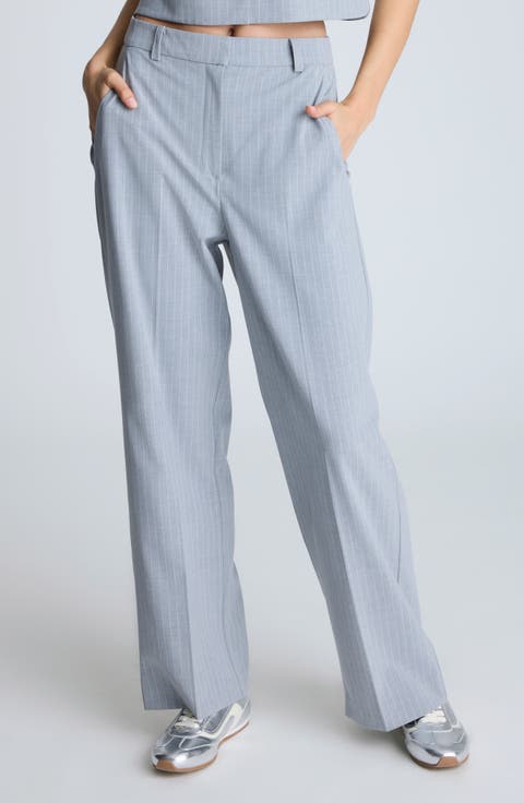 High Waist Stripe Wide Leg Pants
