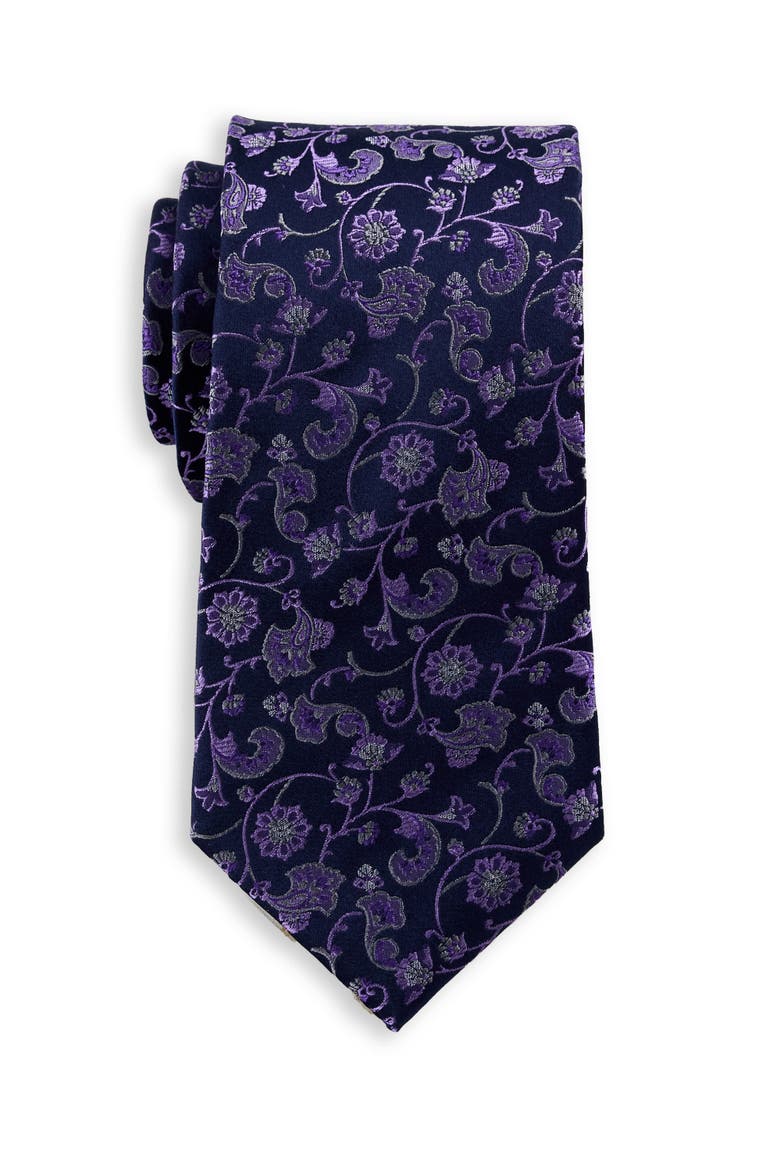 Big & Tall Floral Vines Tie, Main, color, PURPLE