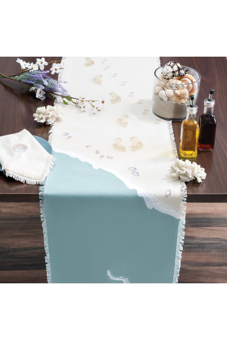 Shell Embroidered Set of 4 Cloth Napkins, Alternate, color, Off-White