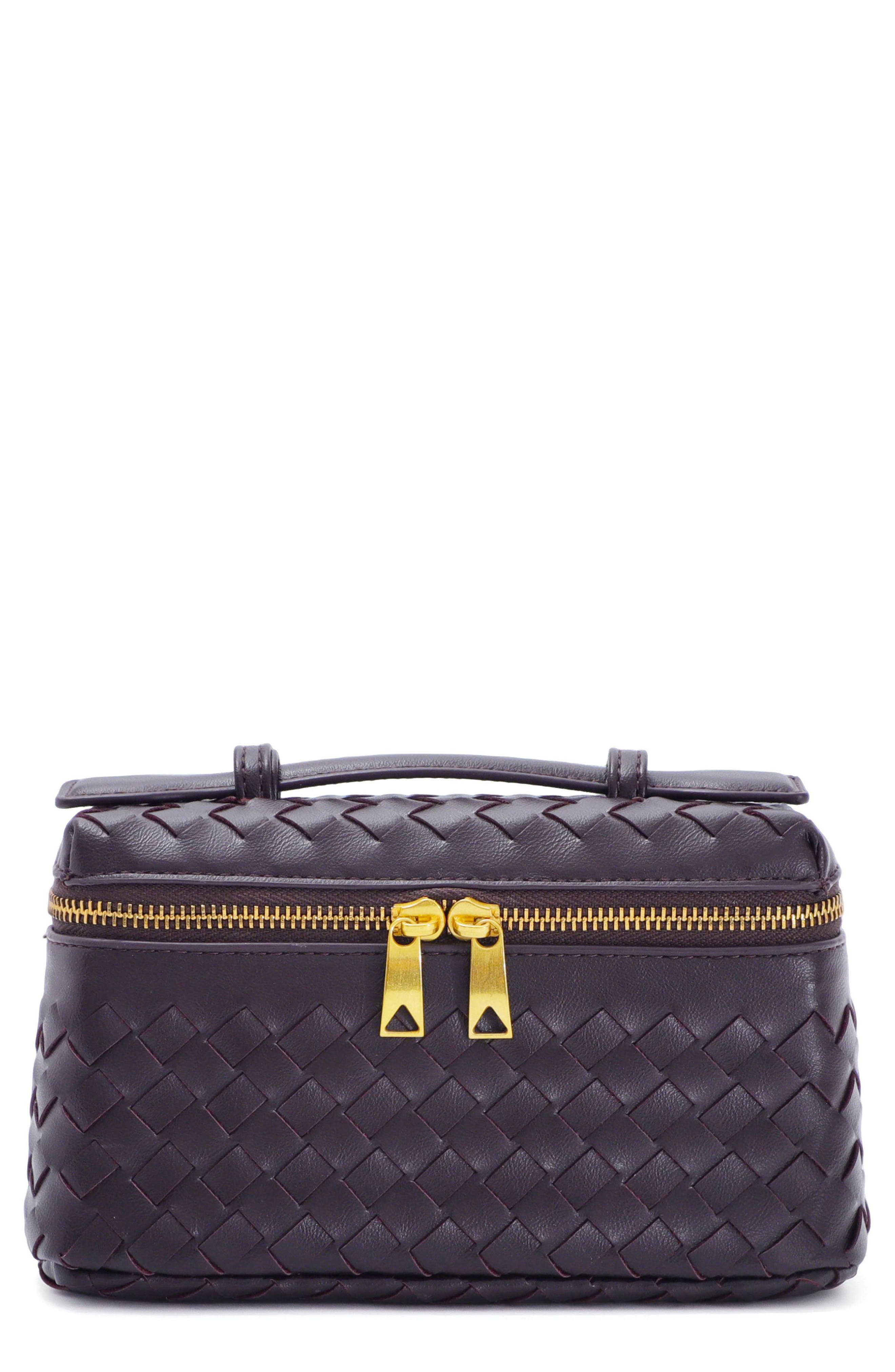 Adornia Burgundy Woven Top Handle Bag, Main, color, Burgundy