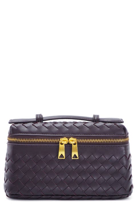 Burgundy Woven Top Handle Bag