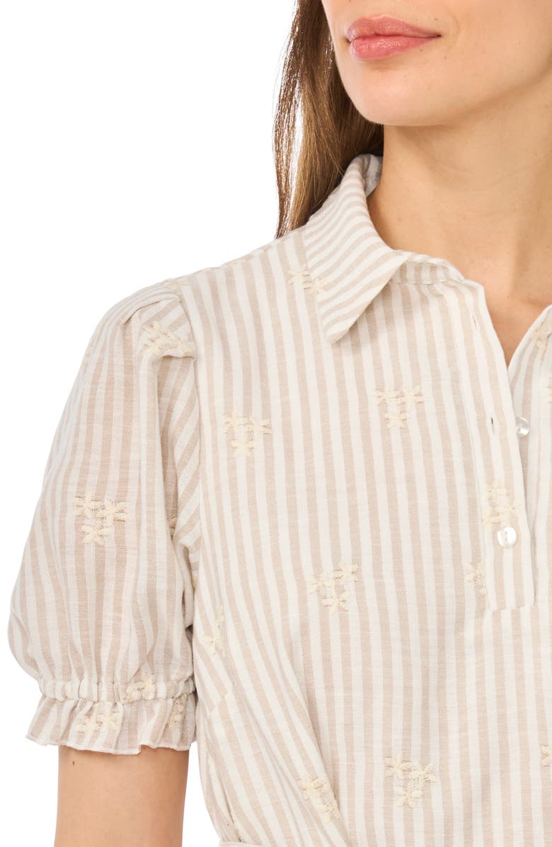 Vince Camuto Short Sleeve Belted Shirtdress, Alternate, color, Birch