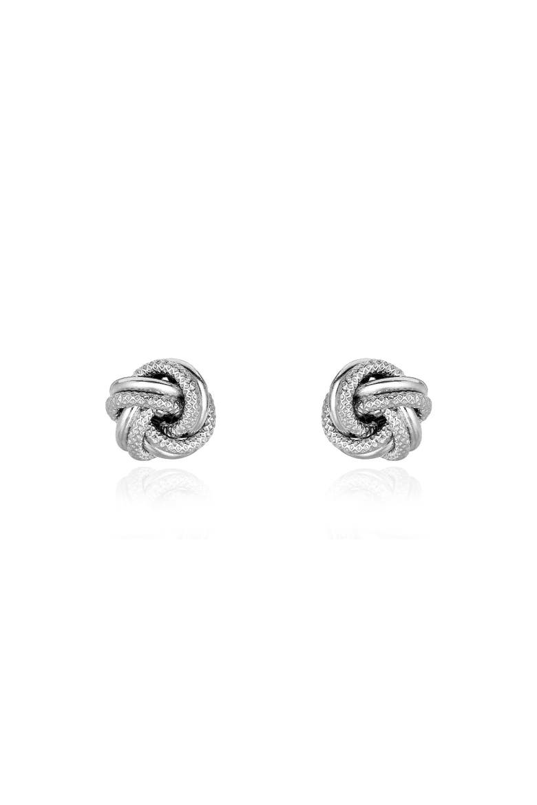 Textured Knot Stud Earrings, Alternate, color, Sterling Silver
