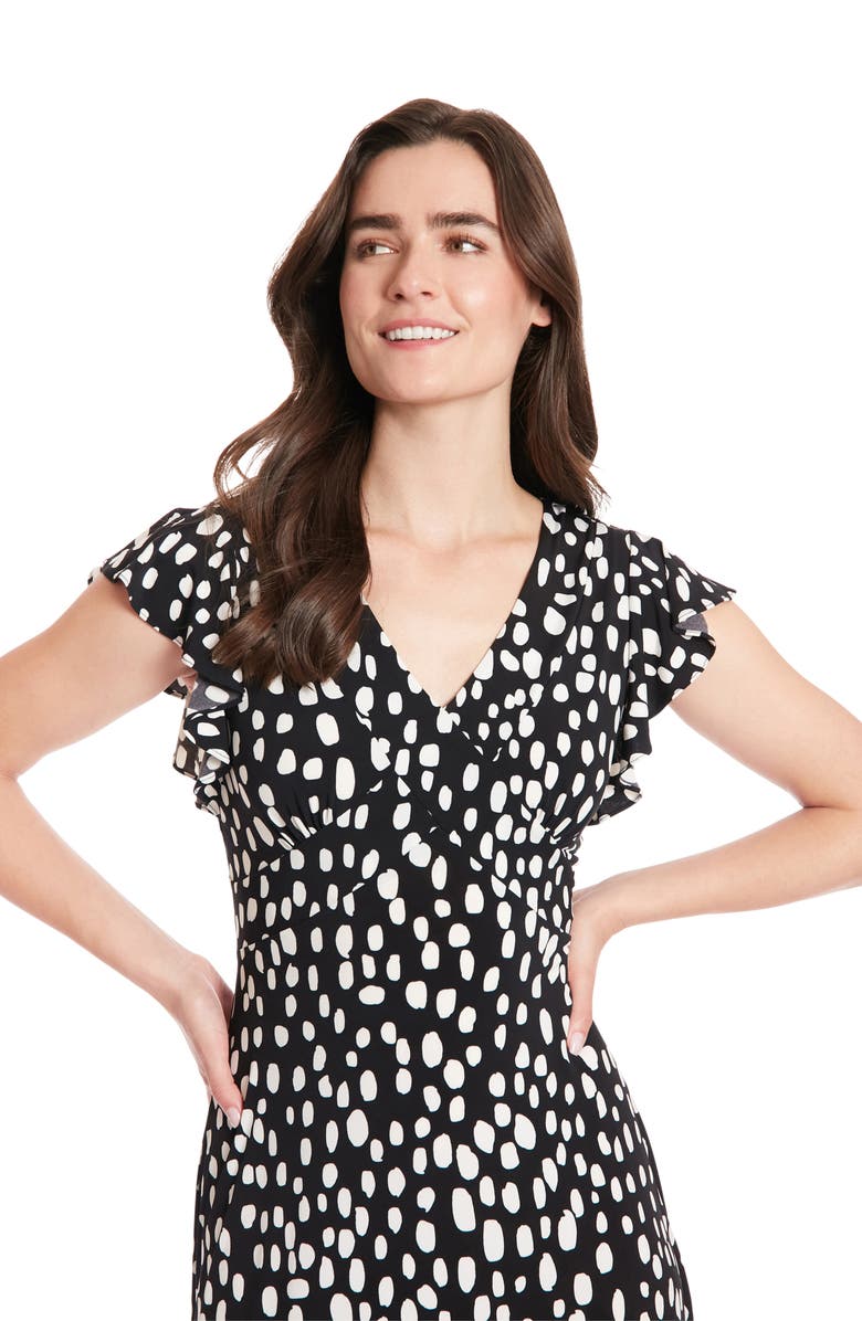 London Times Flutter Sleeve A-Line Midi Dress, Alternate, color,