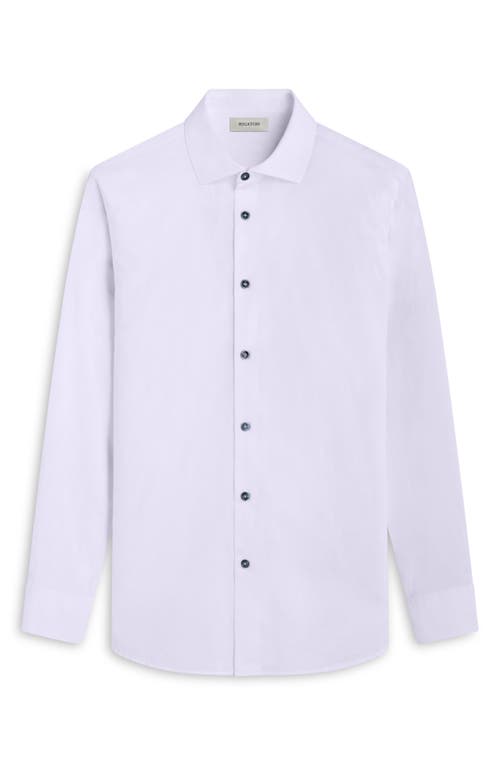 Bugatchi Axel Floral Jacquard Shaped Fit Button-up Shirt In White