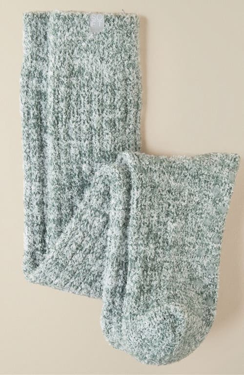 Softies Marshmallow Slouchy Socks With Grippers In Heather Dusty Green