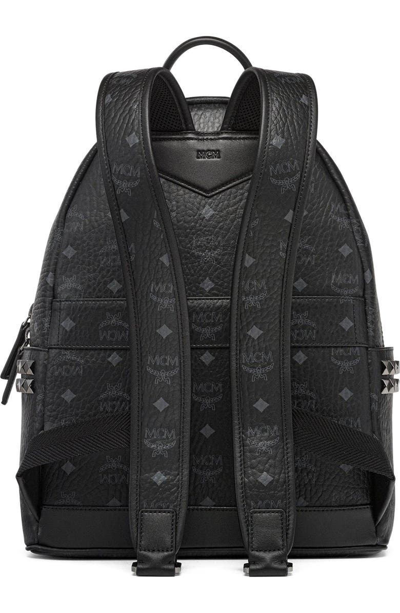 MCM Small Stark Side Studs Backpack in Visetos, Alternate, color, Black