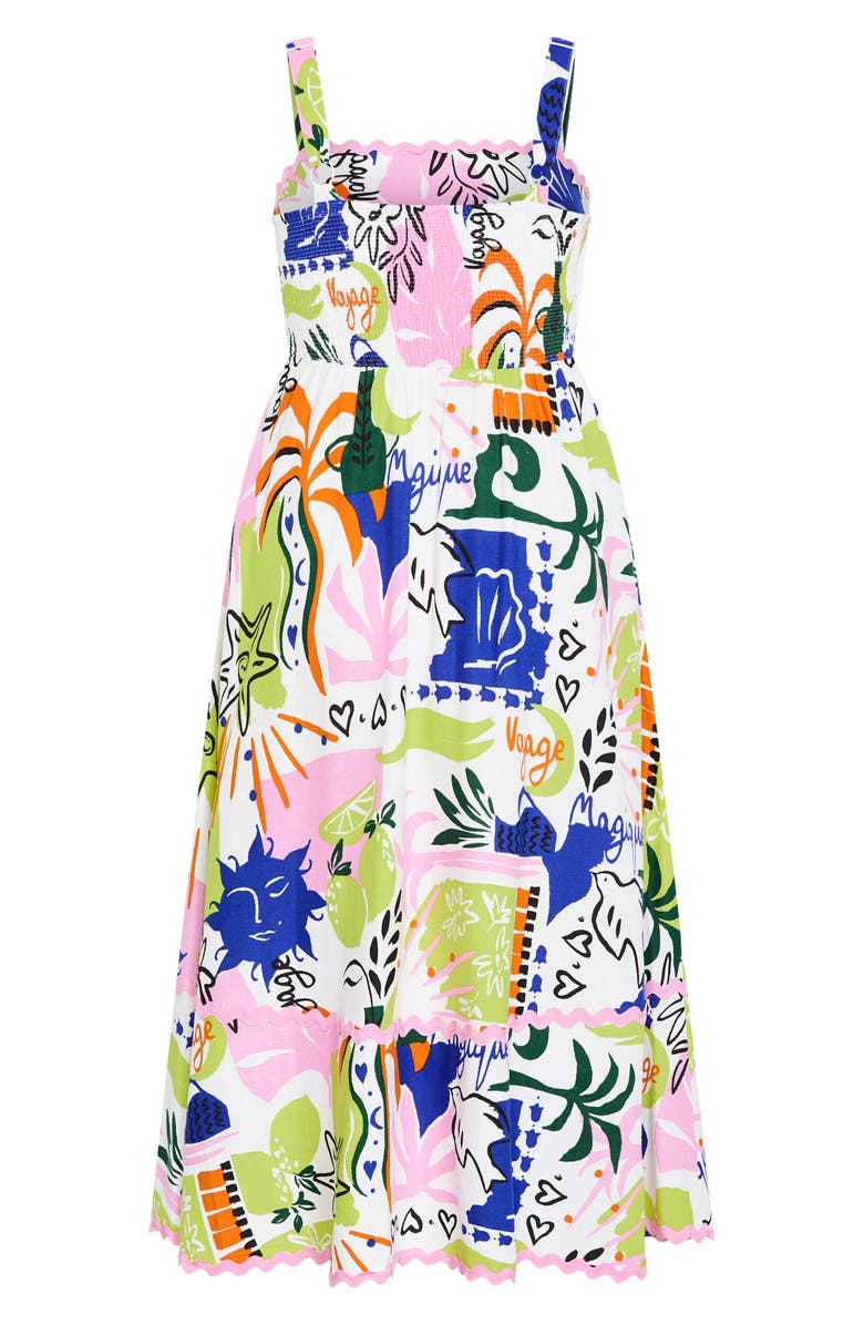 City Chic Shani Abstract Print A-Line Dress, Alternate, color, 