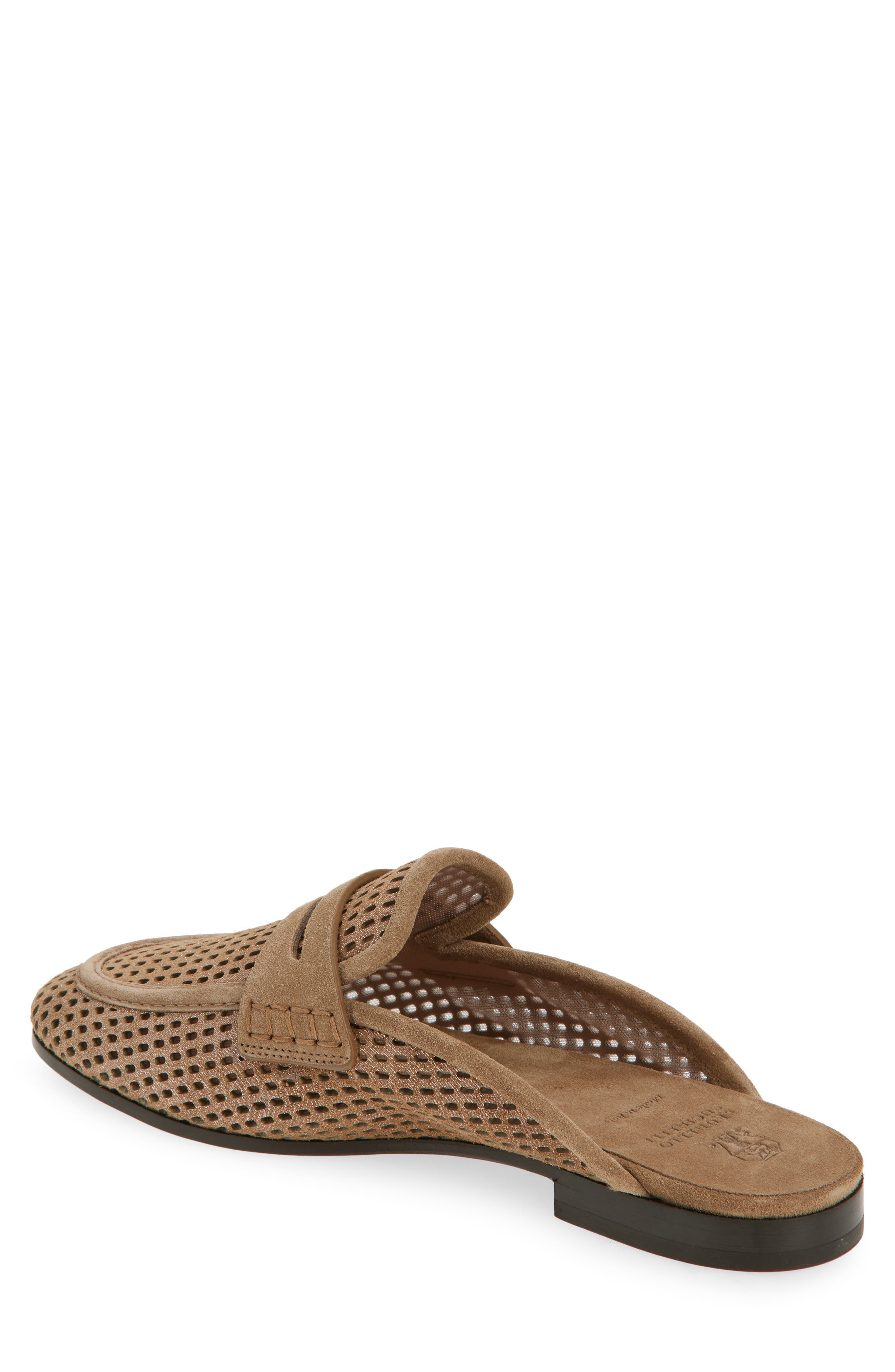 Brunello Cucinelli Sparkle Net Leather Mule, Alternate, color, Brown