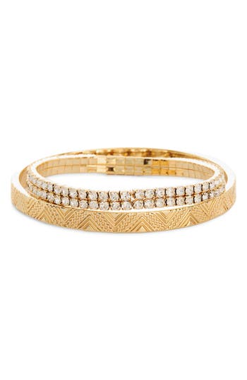 Nordstrom Rack Set Of 2 Cubic Zirconia Tennis Bracelets In Gold