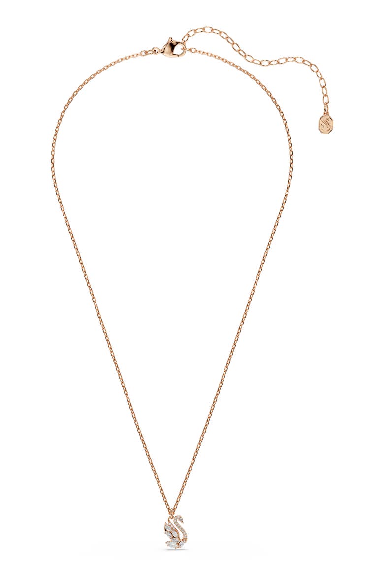 Swan Pendant Necklace, Alternate, color, ROSE GOLD/ WHITE