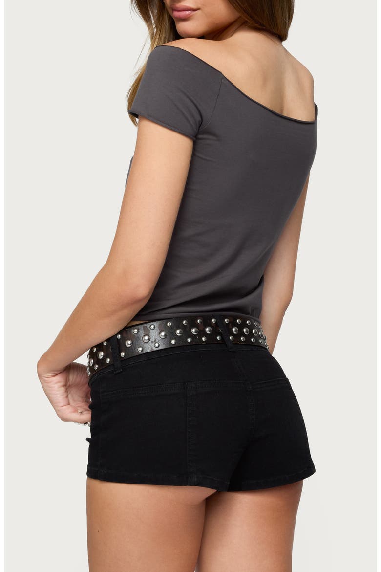 76 Off the Shoulder Stretch Cotton Crop Top, Alternate, color, DARK-GRAY