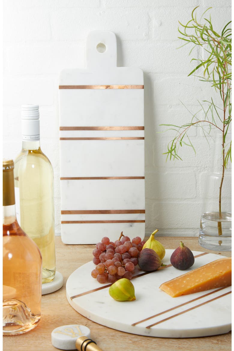 Brass Inlay Marble Cutting Board, Alternate, color, WHITE/ COPPER