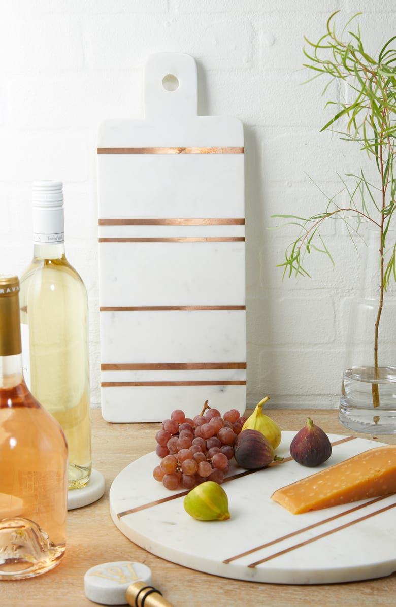 NORDSTROM AT HOME Brass Inlay Marble Cutting Board, Alternate, color, 