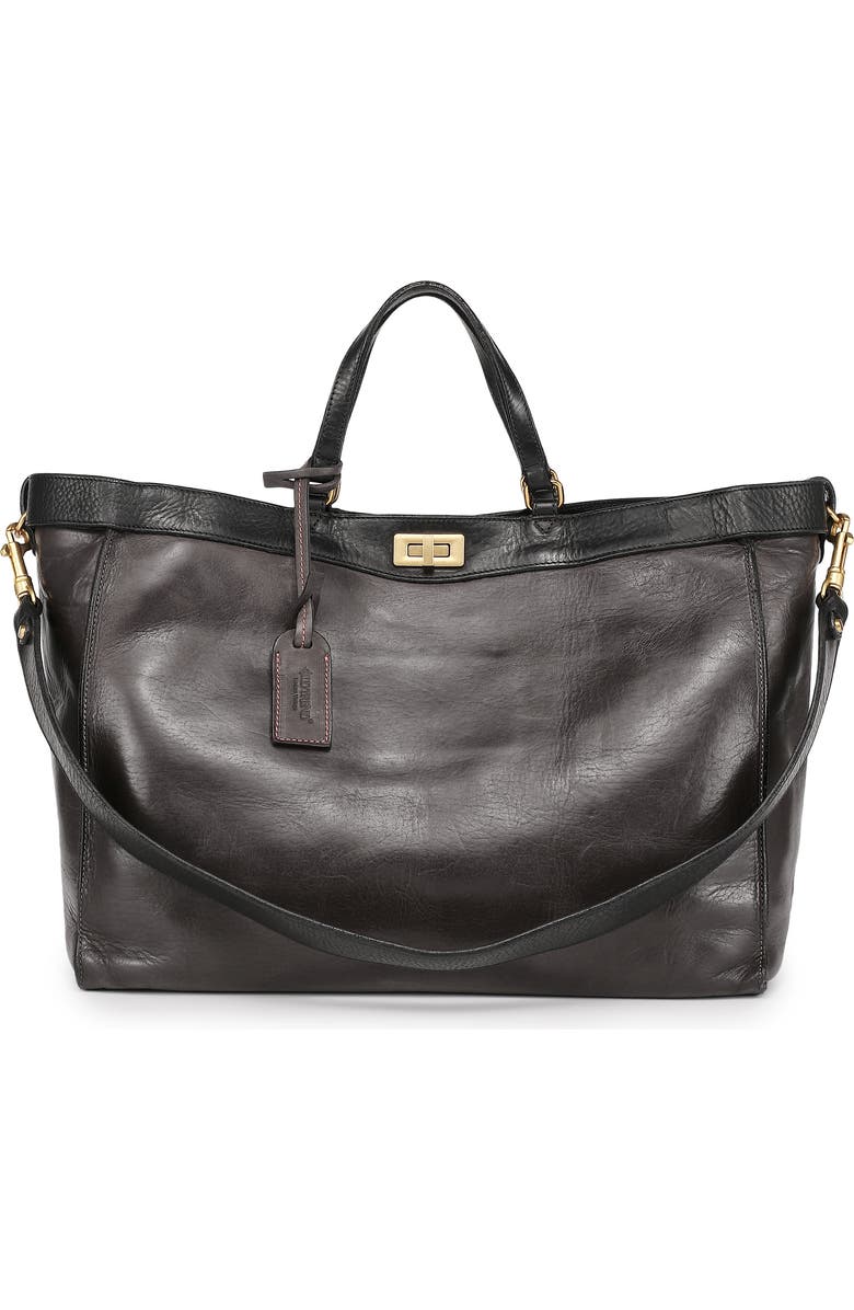 OLD TREND Ixia Genuine Leather Jet Set Travel Tote, Main, color, Taupe