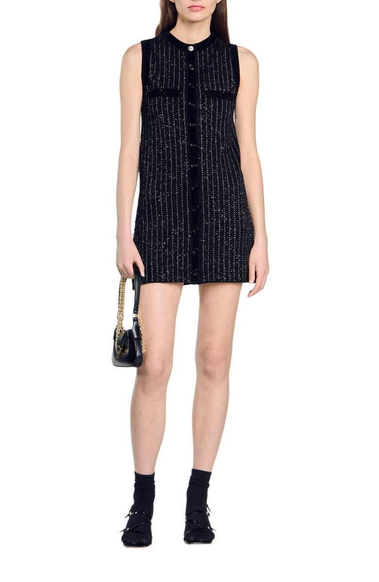 SANDRO Fancy knit dress, Alternate, color, 