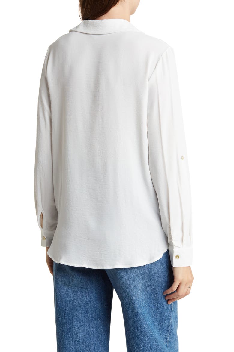 Surplice Long Sleeve Wrap Top, Alternate, color, WHITE