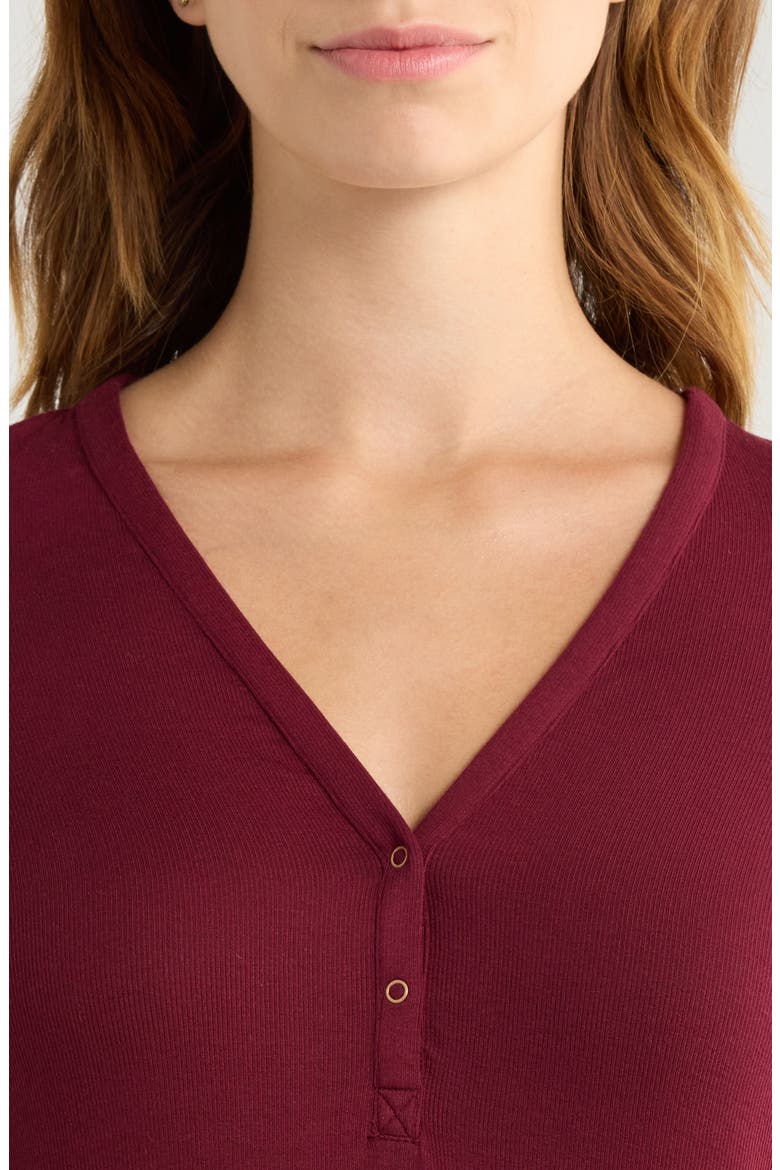 Stretch Modal V-Neck Henley, Alternate, color, CALLIOPE WINE
