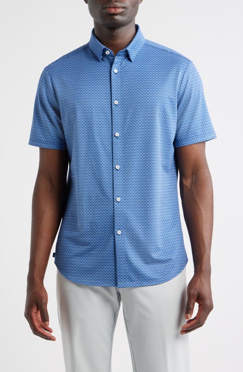 Mizzen+Main Halyard Trim Fit Foulard Print Short Sleeve Button-Up Shirt in Set Sail Dotted Line  product