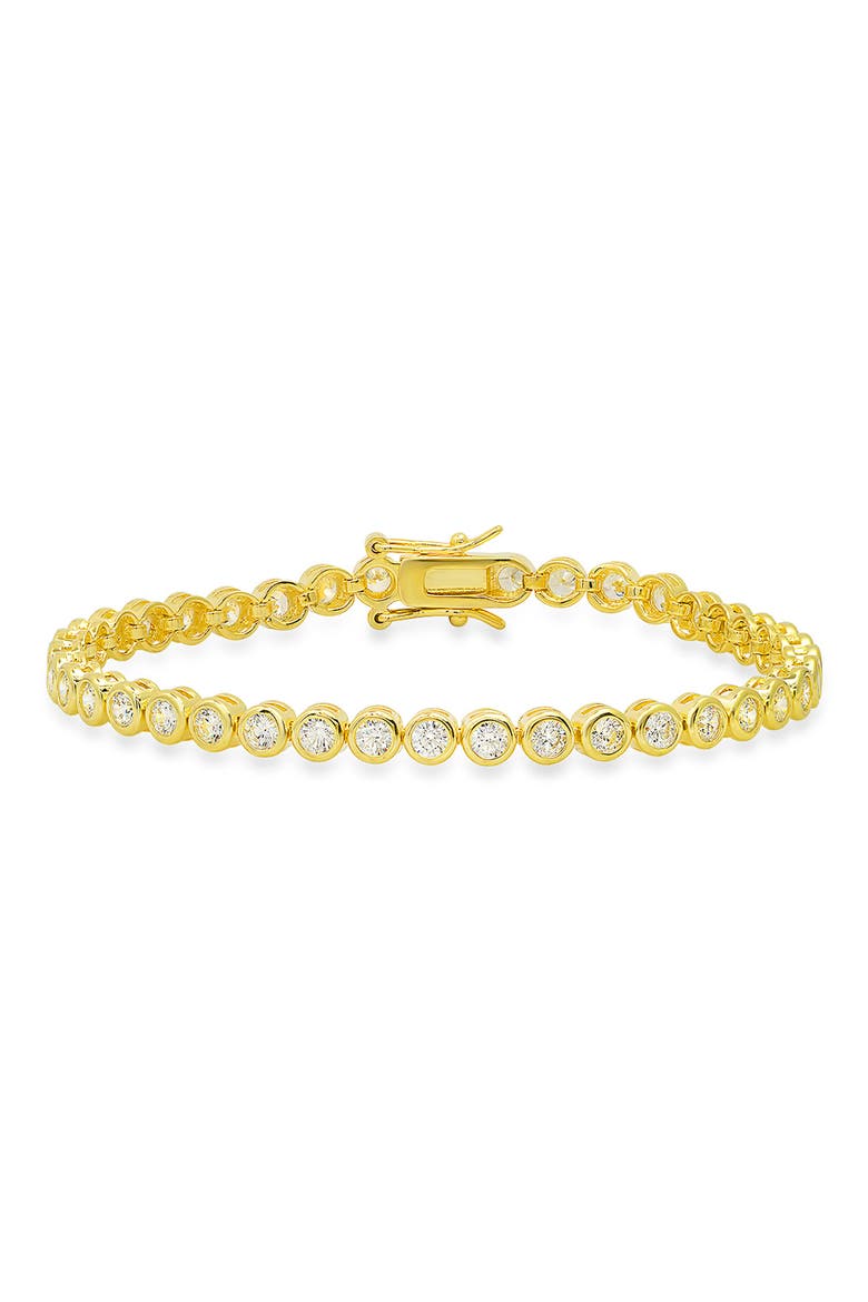 Sterling Silver Cubic Zirconia Tennis Bracelet, Main, color, GOLD