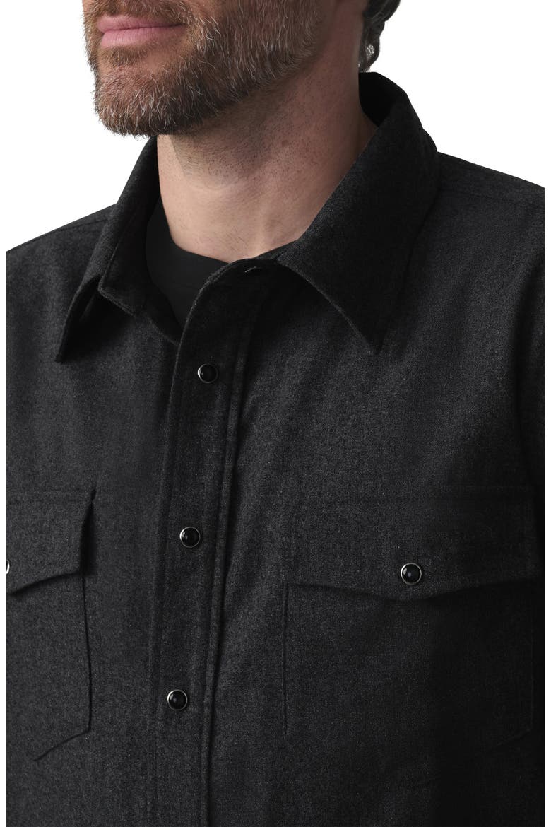 Double Pocket Western Flannel Shirt Jacket, Alternate, color, CHARCOAL GREY
