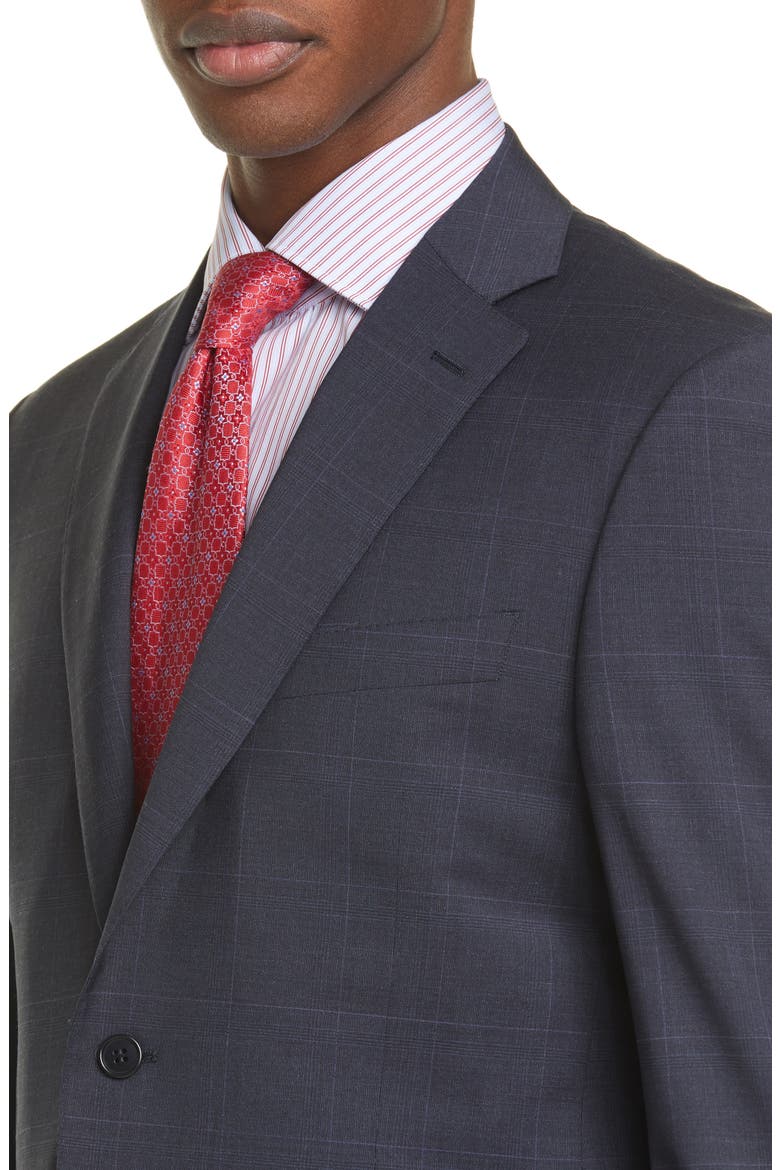 Siena Soft Classic Fit Windowpane Stretch Wool Suit, Alternate, color, CHARCOAL