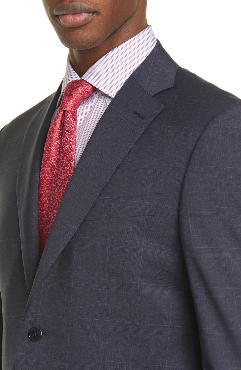 Canali Siena Soft Classic Fit Windowpane Stretch Wool Suit, Alternate, color, 