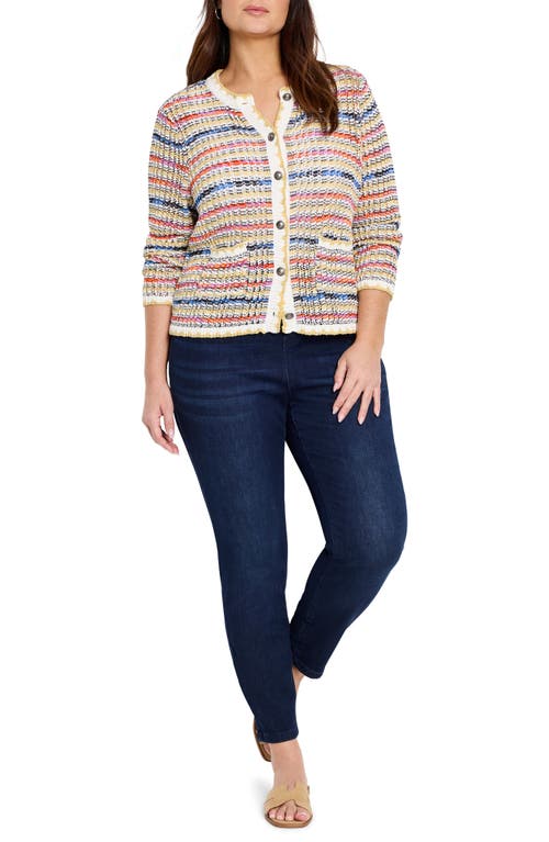 Nic + Zoe Nic+zoe Coastal Crochet Knit Jacket In Multi