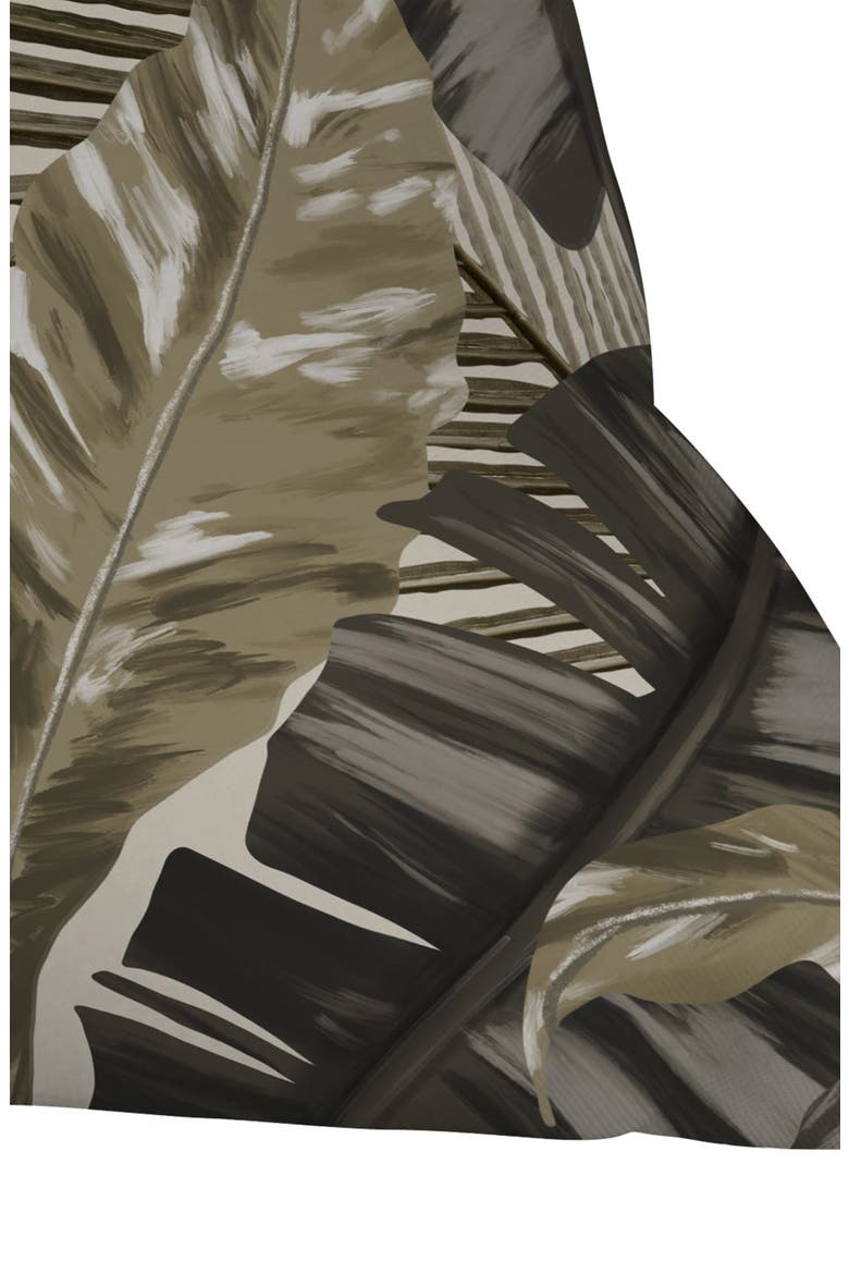 Tropical Leaves Throw Pillow, Alternate, color, BROWN