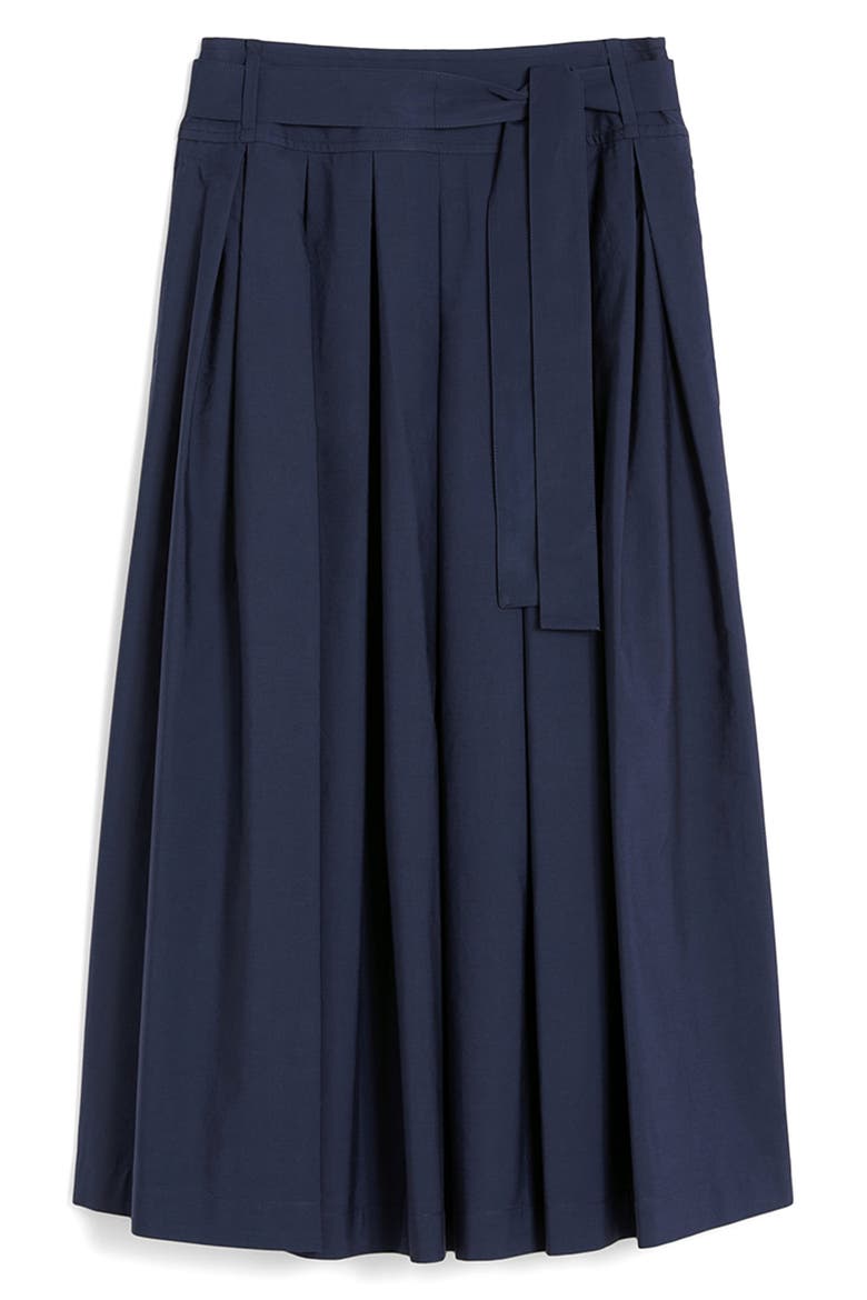 Agiate Tie Waist Cotton Skirt, Alternate, color, NAVY