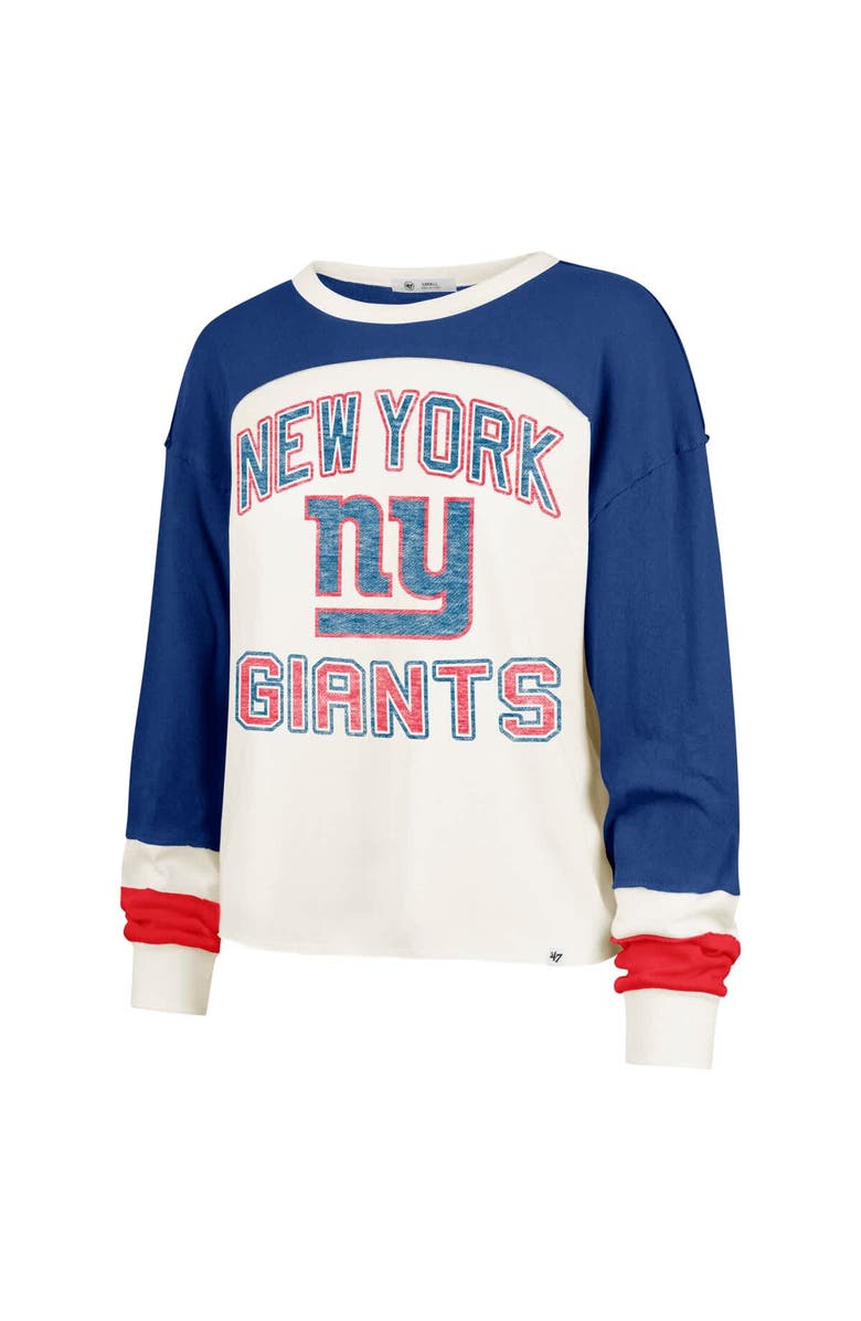 '47 Women's '47 Cream New York Giants Double Header Curve Raglan Long Sleeve Crop Top, Alternate, color, Cream