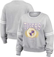 WEAR by Erin Andrews Women's WEAR by Erin Andrews Heather Gray LSU Tigers Classic Stripe Pullover Sweater