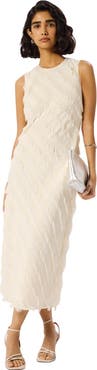 Whistles Fringe Textured Midi Dress