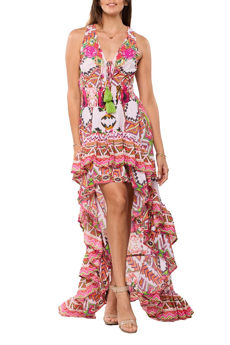 Ruffle High/Low Maxi Dress, Main, color, PINK