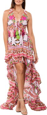 RANEES Ruffle High/Low Maxi Dress