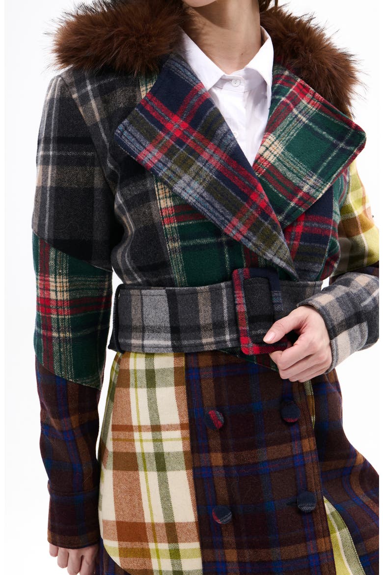 Cadault Plaid Patchwork Trench Coat, Alternate, color, BROWN MULTI