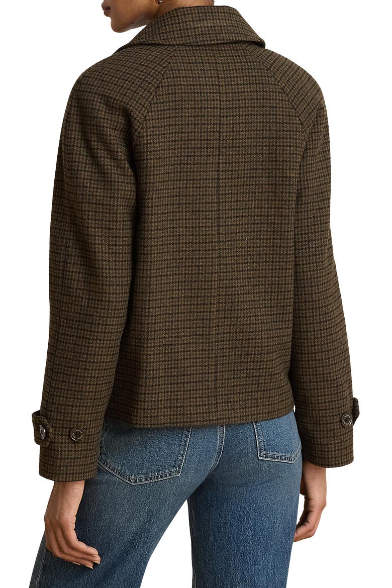 Double Breasted Wool Blend Crop Coat, Alternate, color, FORREST/ BLACK MINI