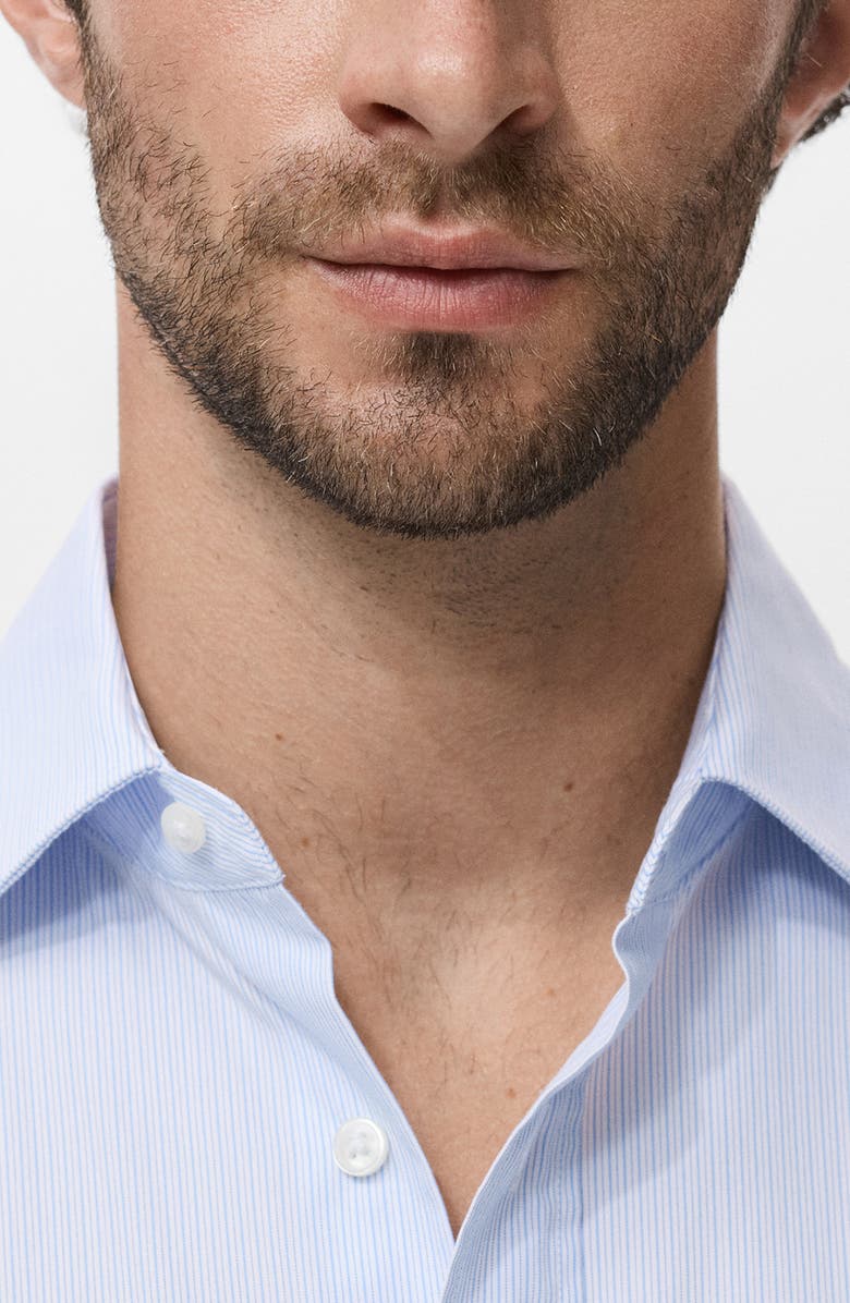 MANGO Regular Fit Stripe Cotton Button-Up Shirt, Alternate, color, White