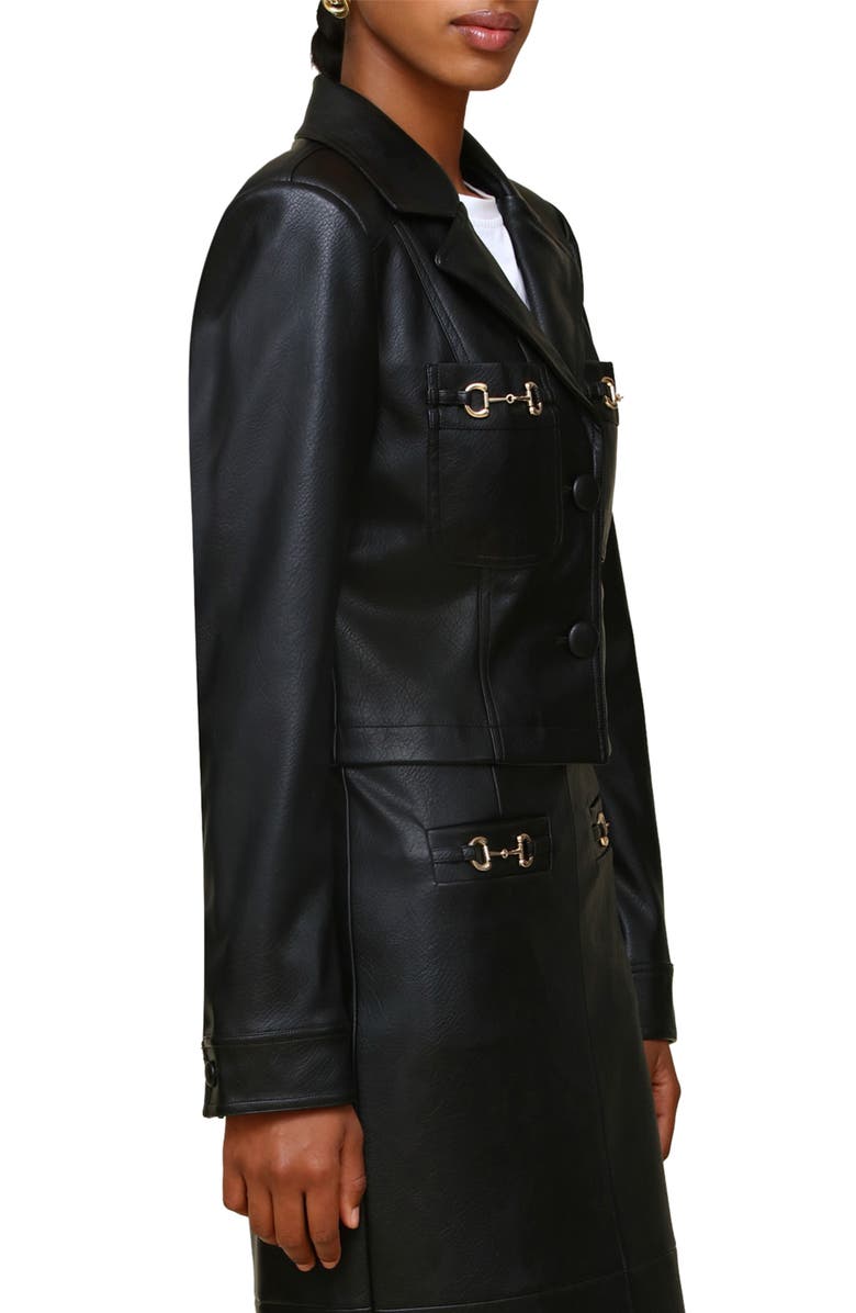 Avec Les Filles Faux-Ever Leather<sup>™</sup> Metal Bit Crop Jacket, Alternate, color,